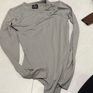 naked wardrobe Light Gray Long Sleeve Bodysuit